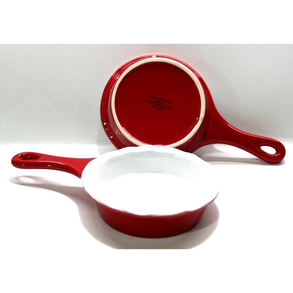 Modern Gourmet Foods Fluted Quiche Tart Pie Stoneware Baking Dish Red Lot of 2